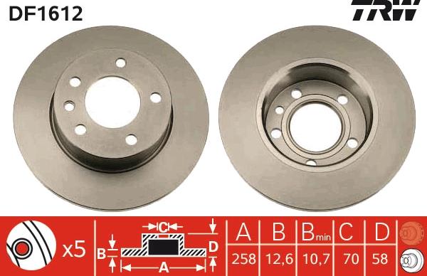 TRW DF1612 - Спирачен диск vvparts.bg