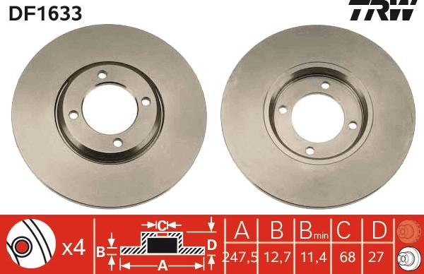 TRW DF1633 - Спирачен диск vvparts.bg