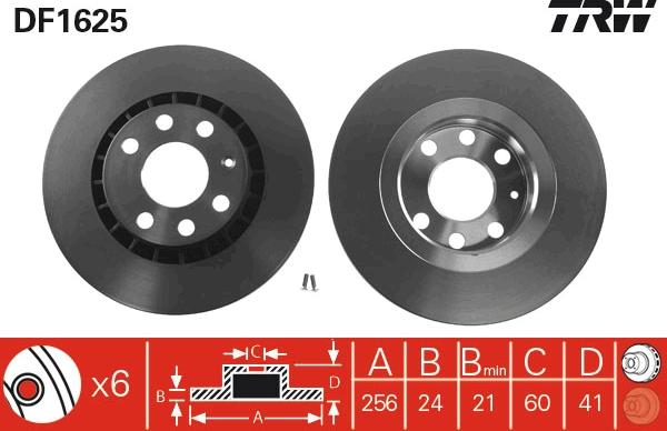 TRW DF1625 - Спирачен диск vvparts.bg