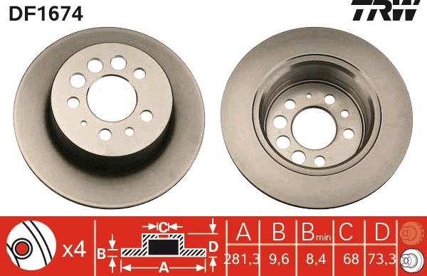 TRW DF1674 - Спирачен диск vvparts.bg