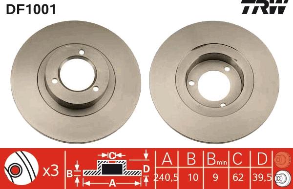 TRW DF1001 - Спирачен диск vvparts.bg