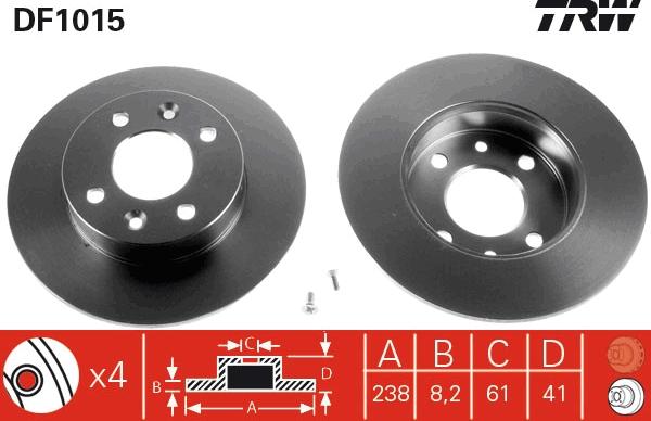 TRW DF1015 - Спирачен диск vvparts.bg