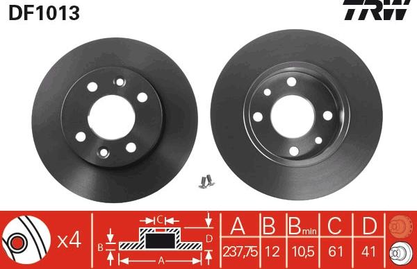 TRW DF1013 - Спирачен диск vvparts.bg