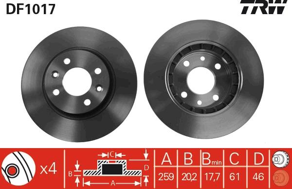 TRW DF1017 - Спирачен диск vvparts.bg