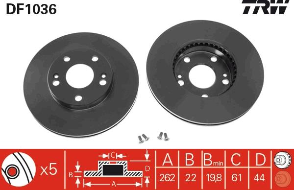 TRW DF1036 - Спирачен диск vvparts.bg