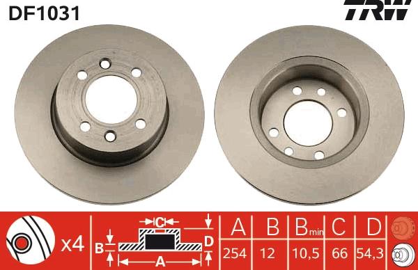 TRW DF1031 - Спирачен диск vvparts.bg