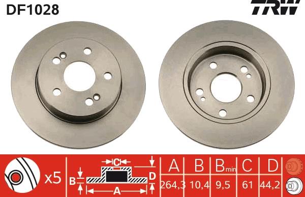 TRW DF1028 - Спирачен диск vvparts.bg