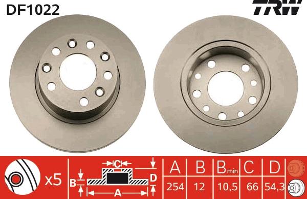 TRW DF1022 - Спирачен диск vvparts.bg