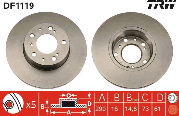 TRW DF1119 - Спирачен диск vvparts.bg