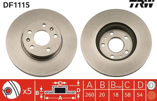 TRW DF1115 - Спирачен диск vvparts.bg