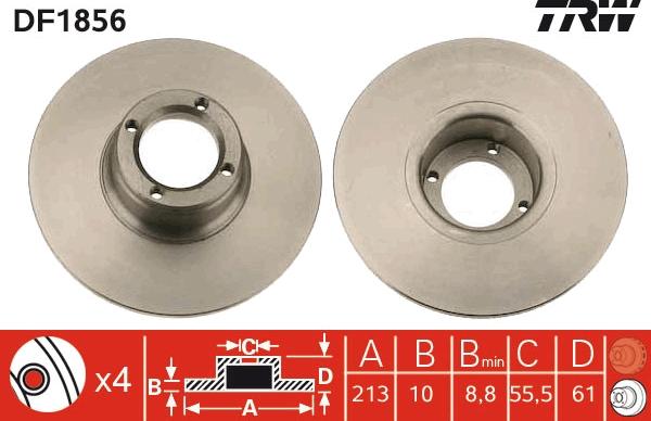 TRW DF1856 - Спирачен диск vvparts.bg