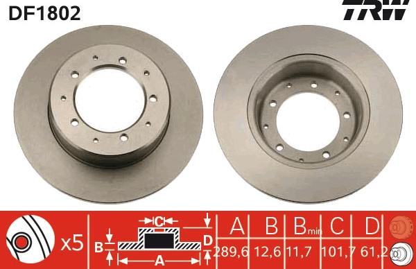 TRW DF1802 - Спирачен диск vvparts.bg