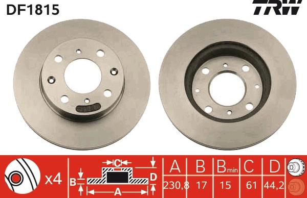 TRW DF1815 - Спирачен диск vvparts.bg