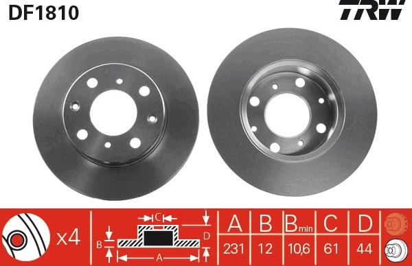 TRW DF1810 - Спирачен диск vvparts.bg