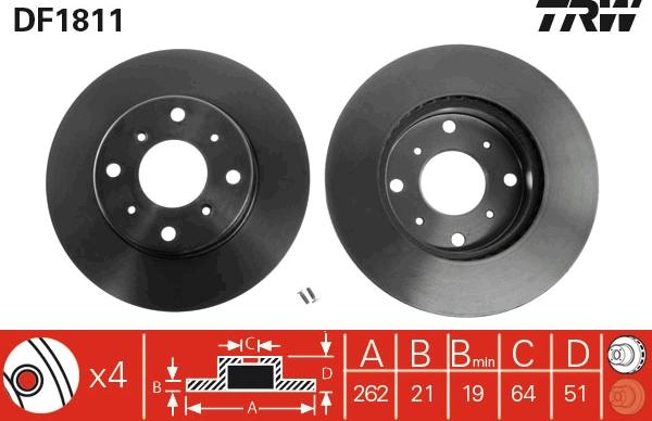 TRW DF1811 - Спирачен диск vvparts.bg