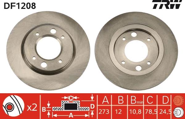 TRW DF1208 - Спирачен диск vvparts.bg