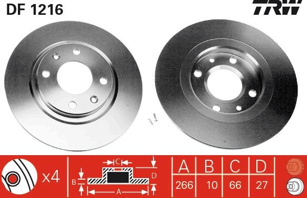 TRW DF1216 - Спирачен диск vvparts.bg