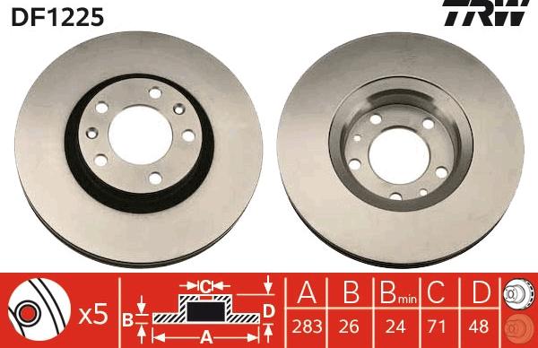 TRW DF1225 - Спирачен диск vvparts.bg