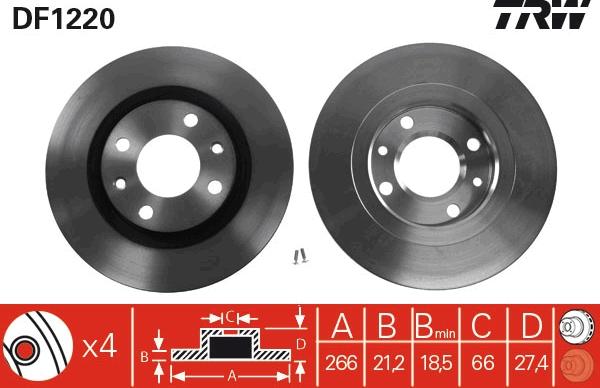 TRW DF1220 - Спирачен диск vvparts.bg