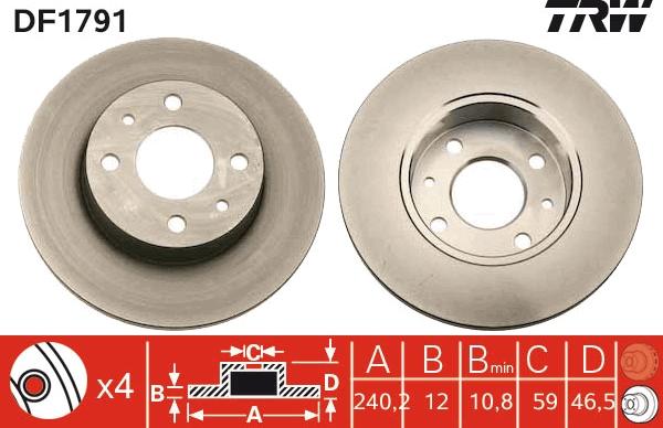 TRW DF1791 - Спирачен диск vvparts.bg