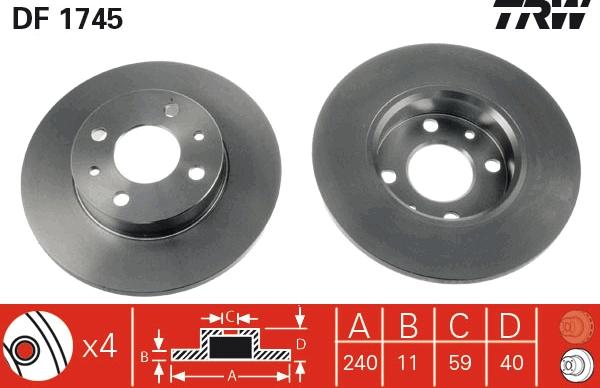 TRW DF1745 - Спирачен диск vvparts.bg