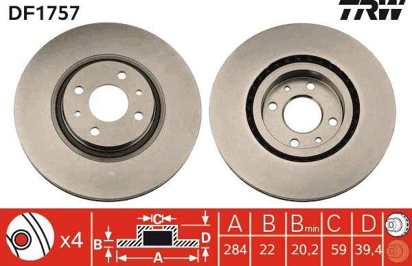 TRW DF1757 - Спирачен диск vvparts.bg