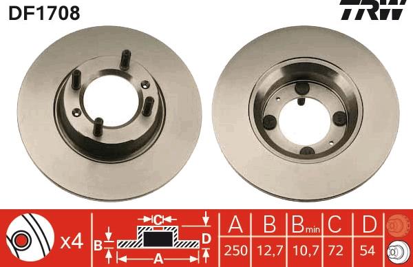 TRW DF1708 - Спирачен диск vvparts.bg