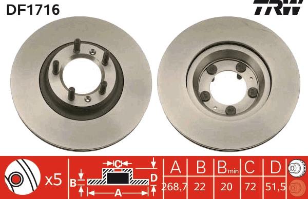 TRW DF1716 - Спирачен диск vvparts.bg