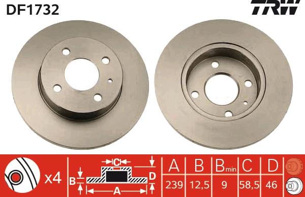 TRW DF1732 - Спирачен диск vvparts.bg