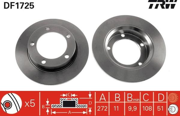 TRW DF1725 - Спирачен диск vvparts.bg