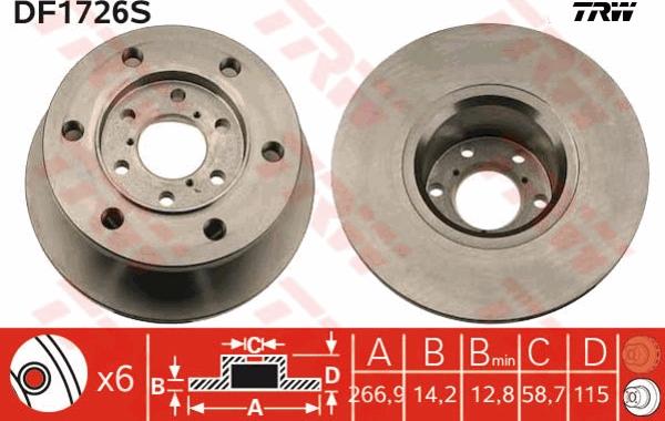 TRW DF1726S - Спирачен диск vvparts.bg