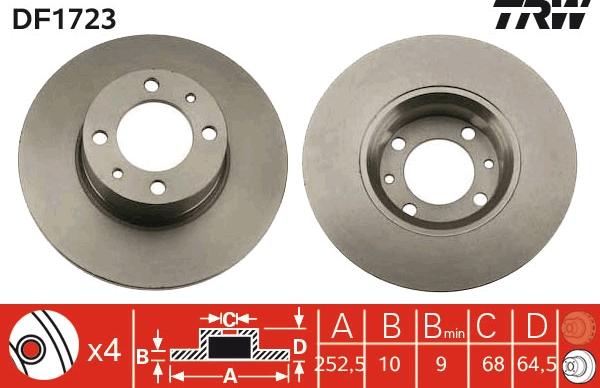 TRW DF1723 - Спирачен диск vvparts.bg