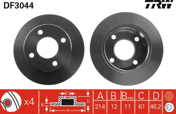 TRW DF3044 - Спирачен диск vvparts.bg