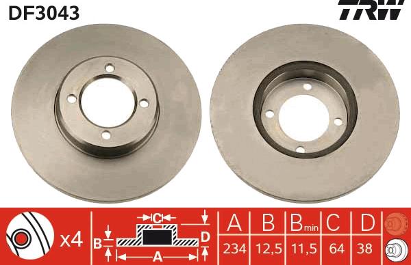 TRW DF3043 - Спирачен диск vvparts.bg