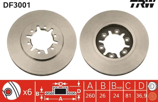 TRW DF3001 - Спирачен диск vvparts.bg