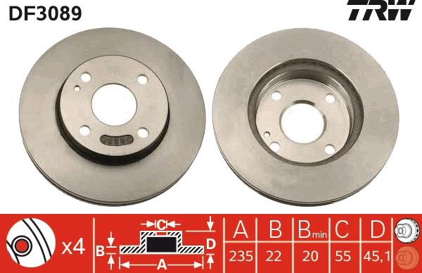 TRW DF3089 - Спирачен диск vvparts.bg