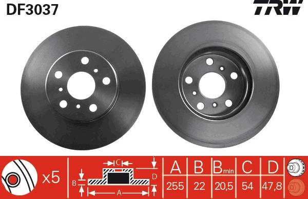 TRW DF3037 - Спирачен диск vvparts.bg