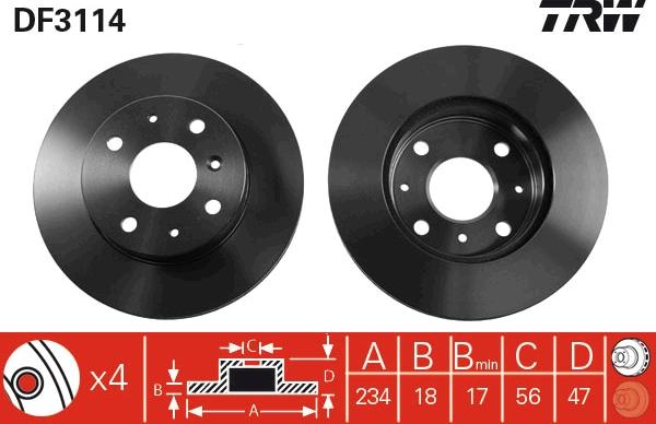 TRW DF3114 - Спирачен диск vvparts.bg