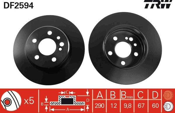 TRW DF2594 - Спирачен диск vvparts.bg