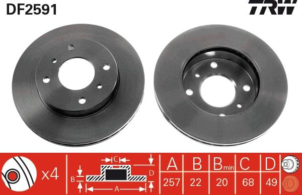 TRW DF2591 - Спирачен диск vvparts.bg