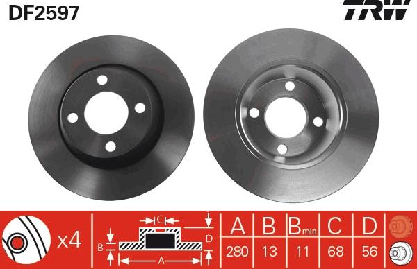 TRW DF2597 - Спирачен диск vvparts.bg