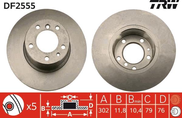 TRW DF2555 - Спирачен диск vvparts.bg