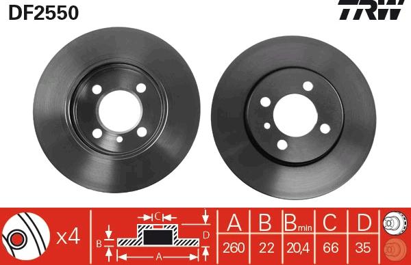 TRW DF2550 - Спирачен диск vvparts.bg