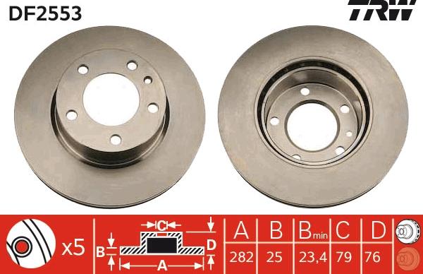 TRW DF2553 - Спирачен диск vvparts.bg