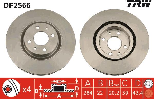 TRW DF2566 - Спирачен диск vvparts.bg