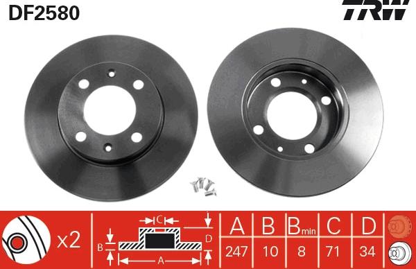 TRW DF2580 - Спирачен диск vvparts.bg