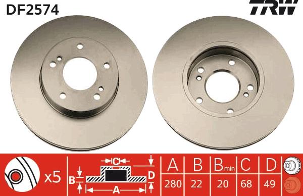 TRW DF2574 - Спирачен диск vvparts.bg