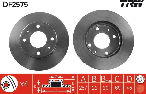 TRW DF2575 - Спирачен диск vvparts.bg