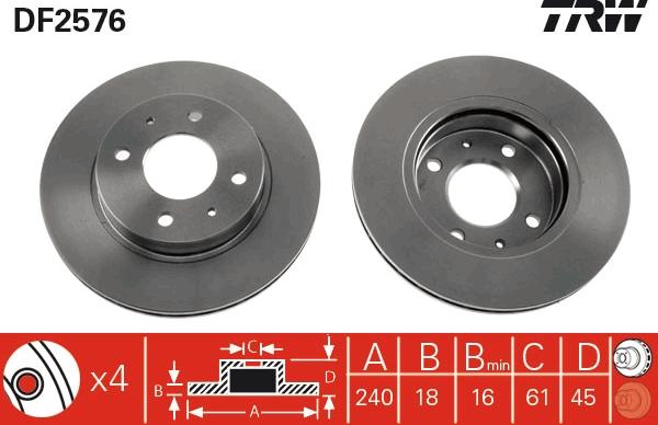 TRW DF2576 - Спирачен диск vvparts.bg