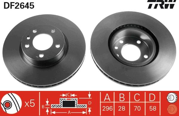 TRW DF2645 - Спирачен диск vvparts.bg